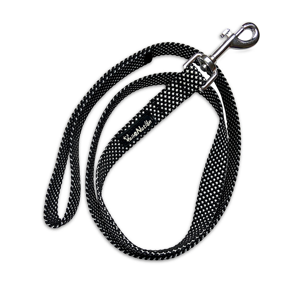 Tails Nation Club Black & White Flat Leash For Your Furry Friend