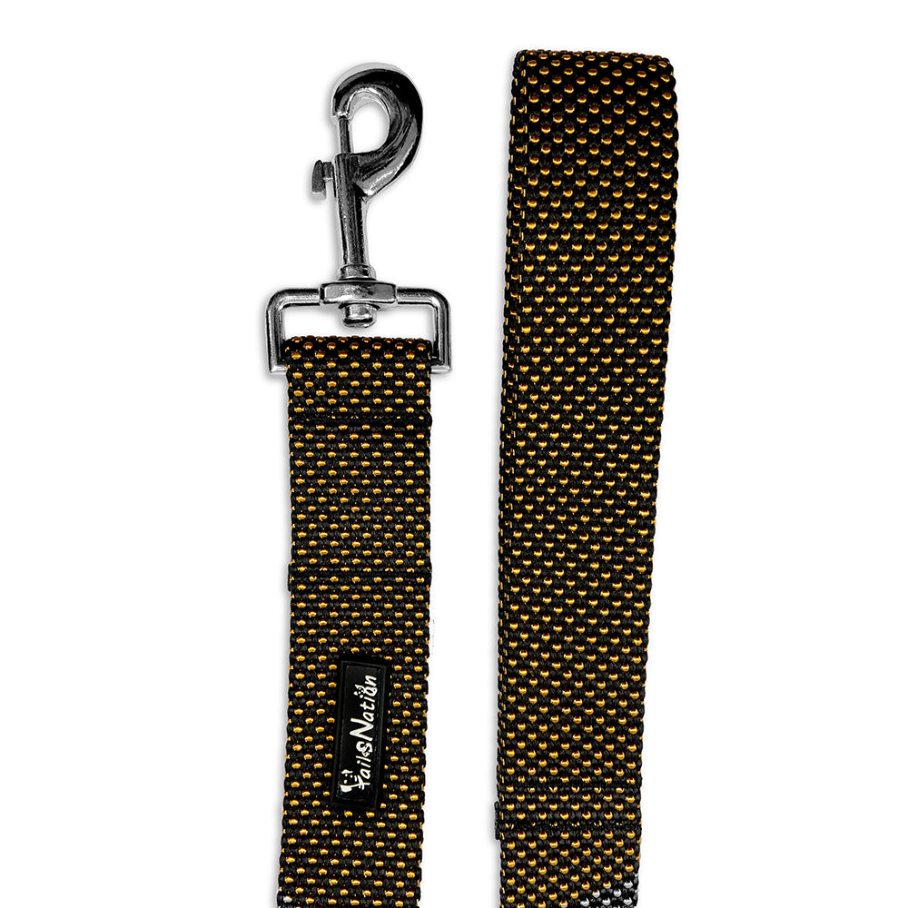 Tails Nation Club Black & Yellow Flat Leash For Your Furry Friend