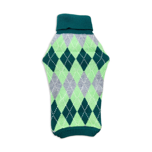 Tails Nation High Neck Checker Sweater - Green/Grey Colors | Warm and Cozy