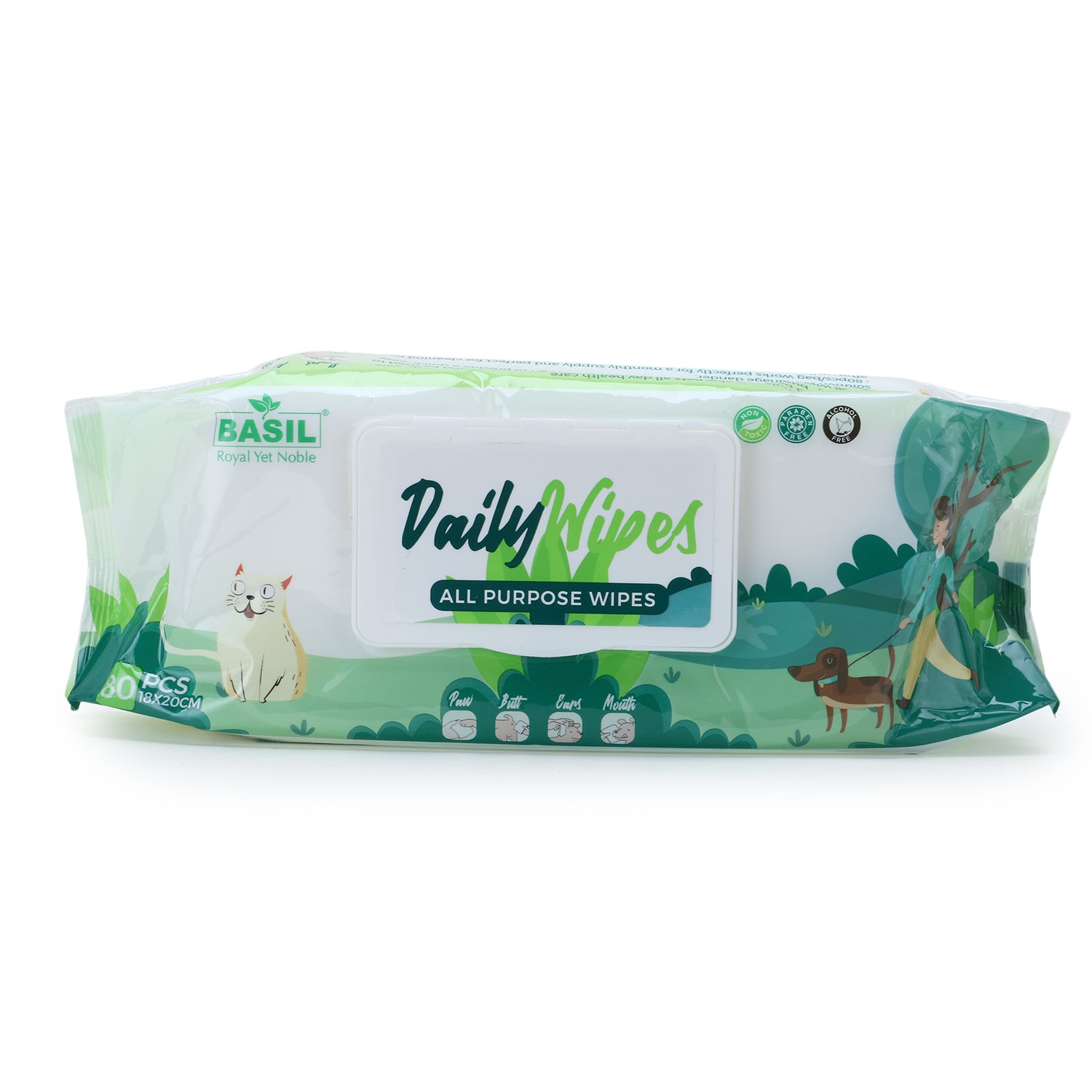 Basil Daily All Purpose Wet Wipes for Dogs & Cats 80pc