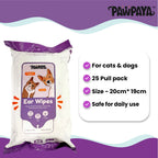 Pawpaya Ear Wipe Vegan & Cruelty-Free For Dogs & Cats 25 Pull Pack