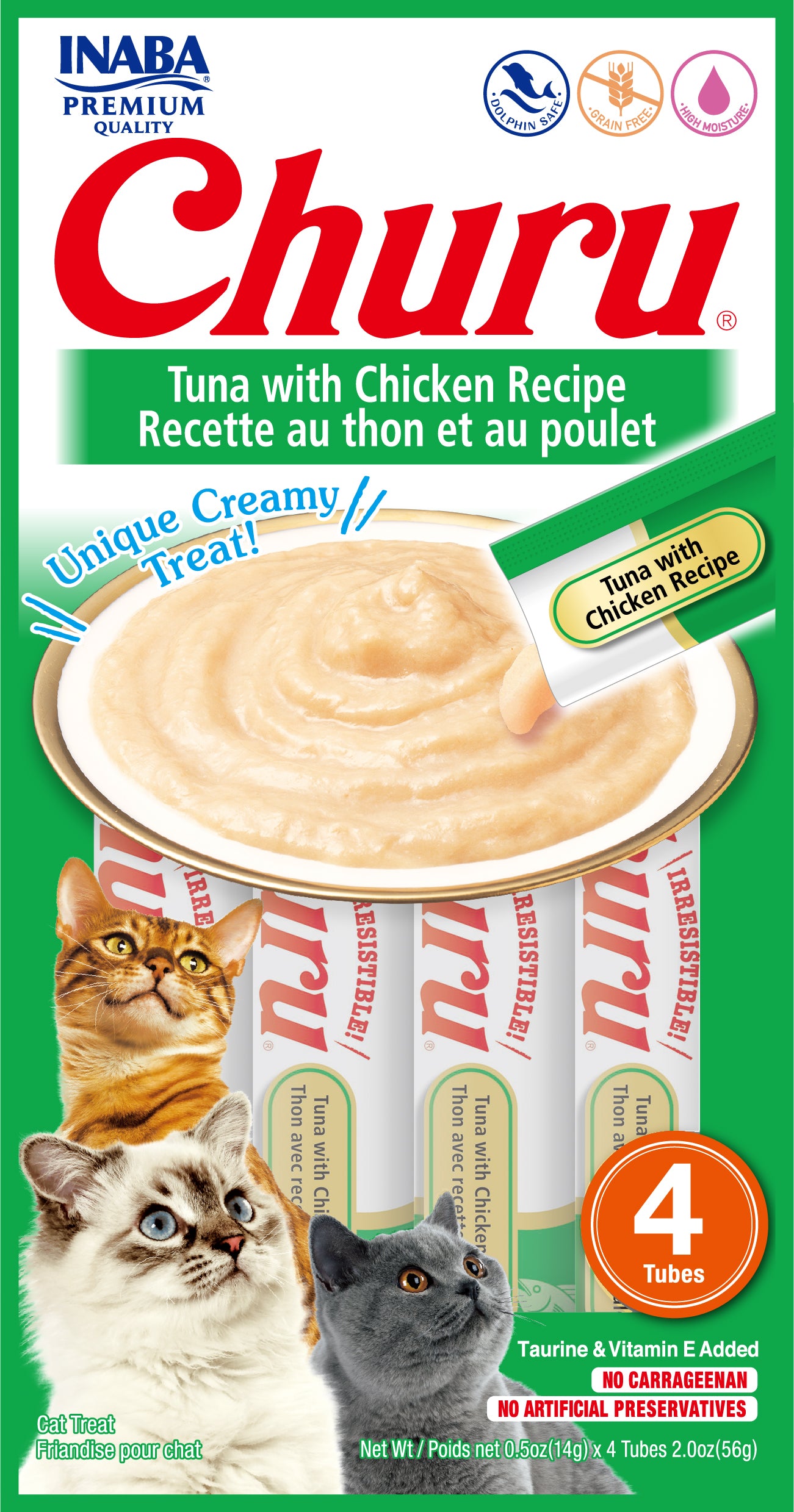Inaba Churu Creamy Tuna With Chicken Recipe Grain Free Treat For Cat 14g x 4 Tubes