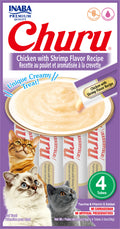 Inaba Churu Creamy Chicken With Shrimp Recipe Grain Free Treat For Cats 14g x 4 Tubes