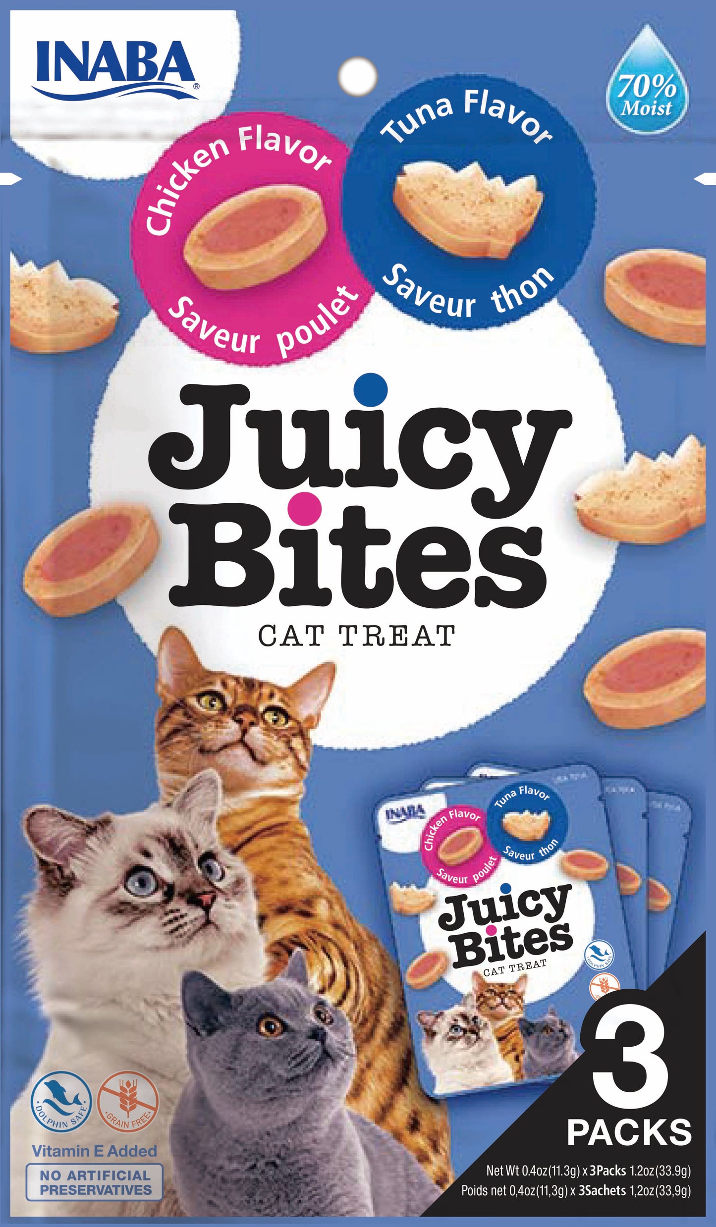 Inaba Juicy Bites Chicken & Tuna Flavor Grain Free Treat For Cats