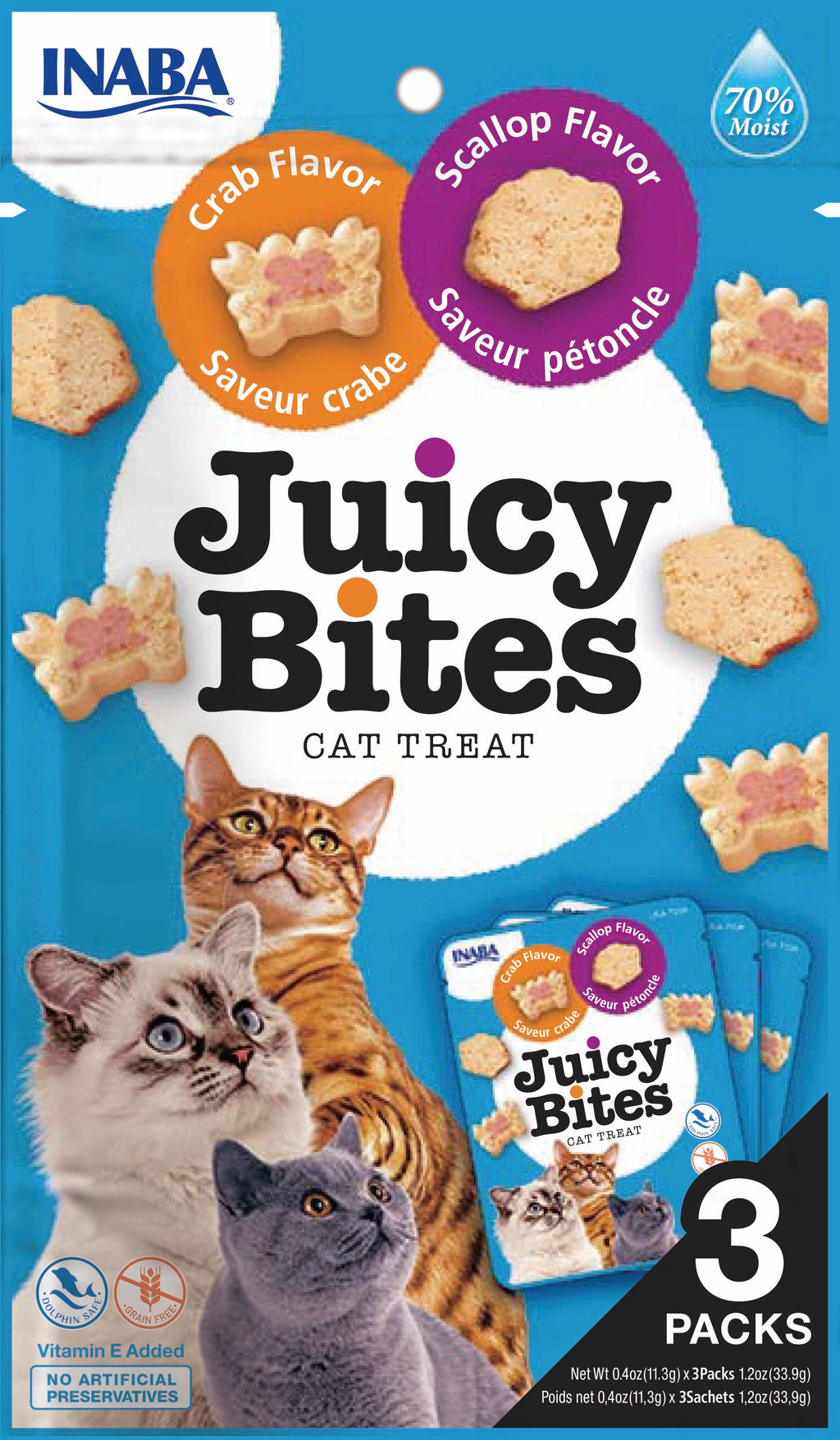 Inaba Juicy Bites Crab & Scallop Flavor Grain Free Treat For Cats