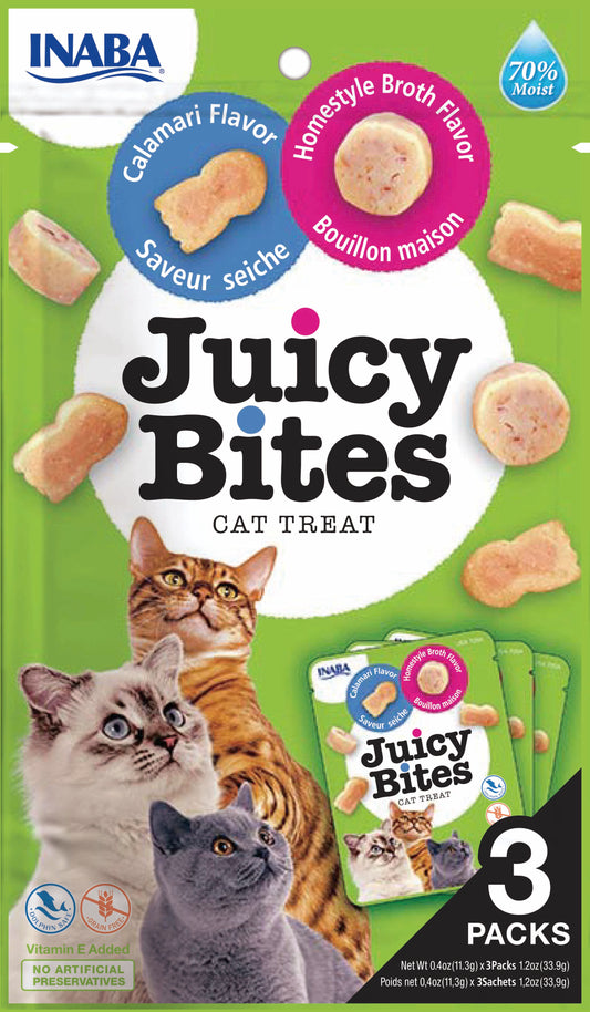 Inaba Juicy Bites Calamari & Homestyle Broth Flavor Grain Free Treat For Cats