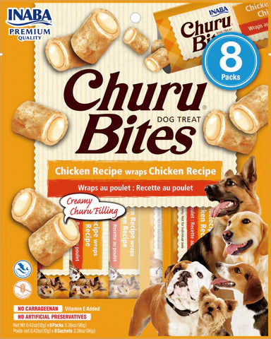 Inaba Churu Bites Creamy Chicken Recipe Wrap Chicken Recipe Grain Free Treat For Dogs 8 Tubes inside Pack 96g