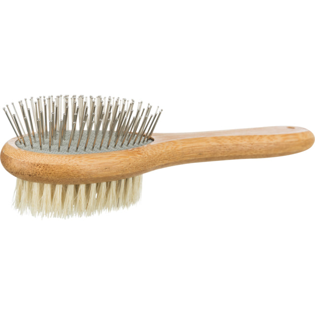 Trixie Brush Double Sided Bamboo/ Natural & Wire Bristles 6 X 22 cm