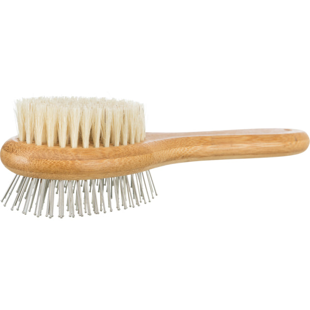 Trixie Brush Double Sided Bamboo/ Natural & Wire Bristles 6 X 22 cm