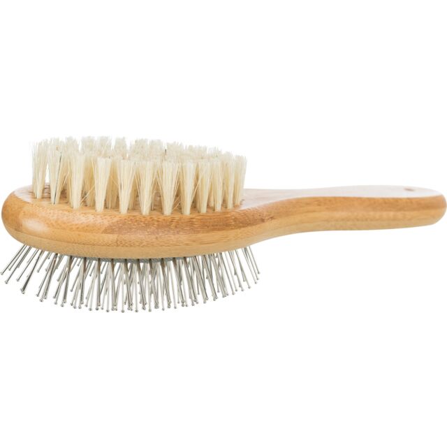 Trixie Brush Double Sided Bamboo/ Natural & Wire Bristles 6 X 22 cm
