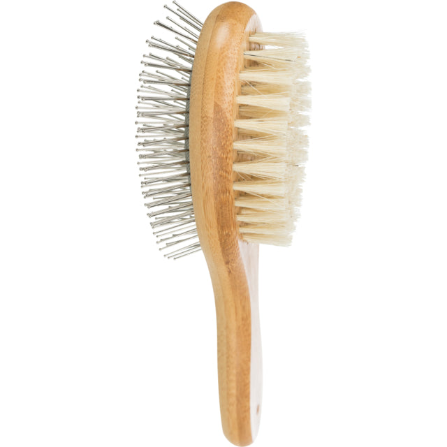 Trixie Brush Double Sided Bamboo/ Natural & Wire Bristles 6 X 22 cm